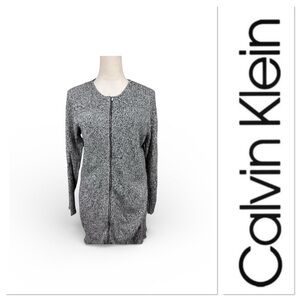 Calvin Klein gray textured zip front long sleeve sweater size large